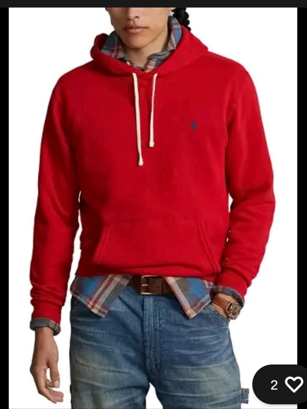 Ralph Lauren Red Hooded Pullover Sweatshirt, with Pockets